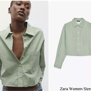 Zara Olive Striped Blouse
